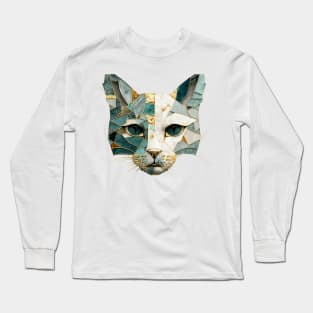 Mineral Jewel Kintsugi Cat Kitty Face Long Sleeve T-Shirt